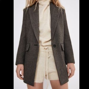 Zara Houndstooth Blogger Blazer M NWT